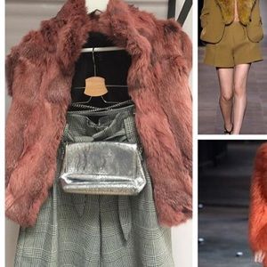 Adrienne Landau rose pink rabbit fur vest size med